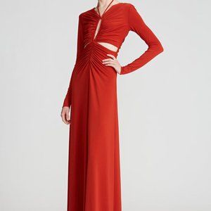 Halston Jersey Tunnel Tie Gown Size 8 Rust